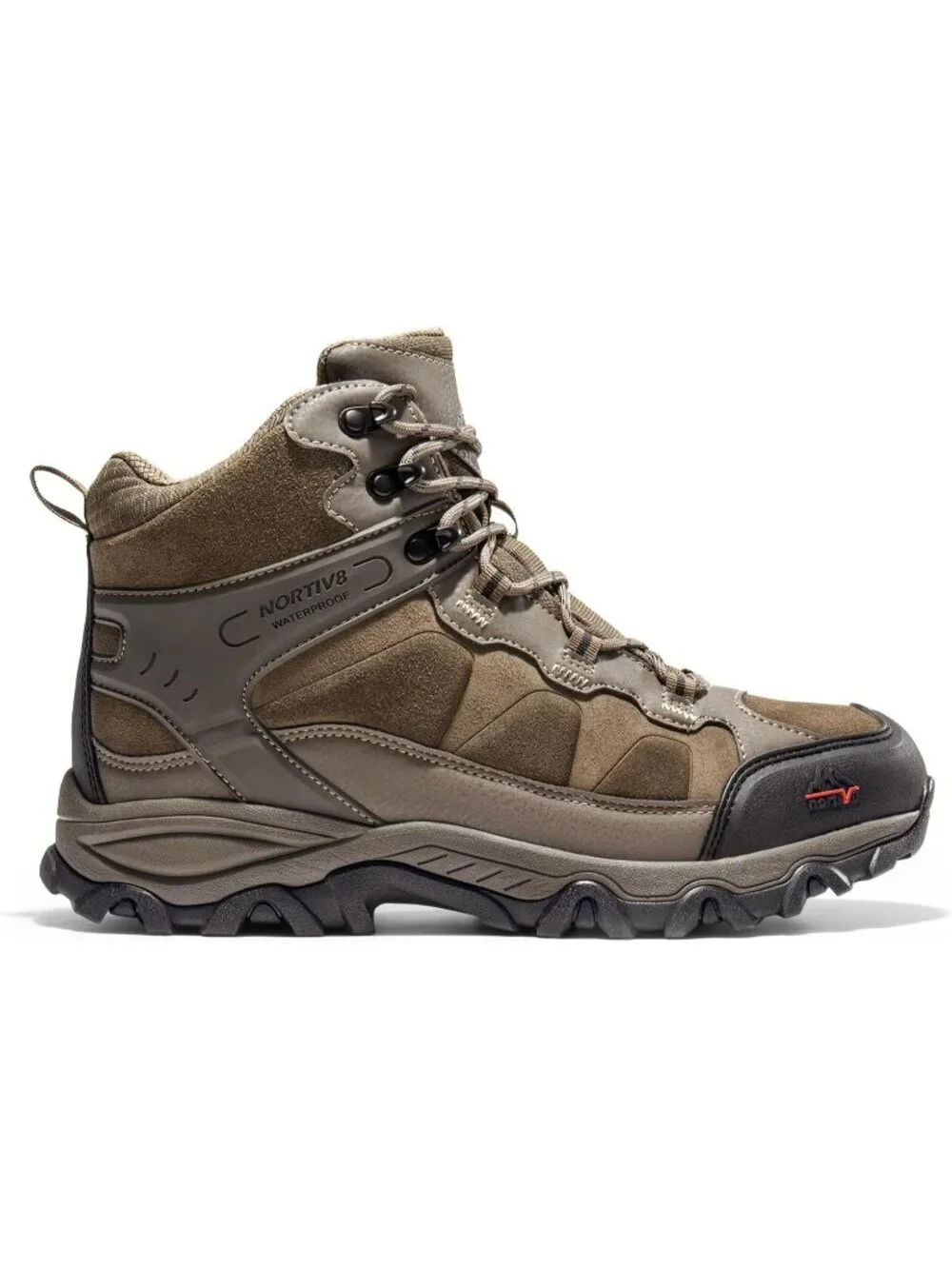 Men's Coffee Waterproof Shoes Casual Mid Top Round Toe Non Slip Hiking Boots